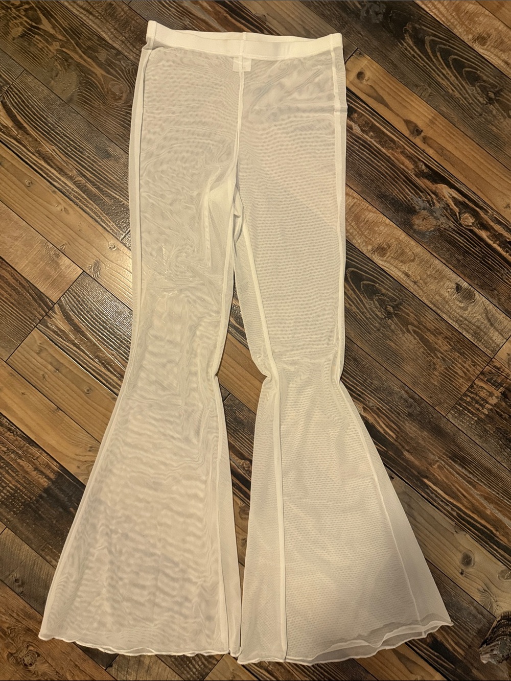 White Mesh Flared Leg Pants size XS